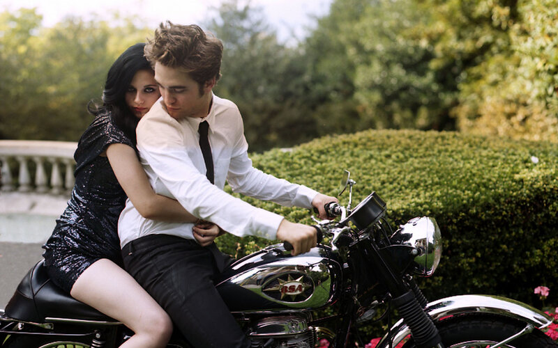 Man and Woman on Motorcycle — Black, Romantic