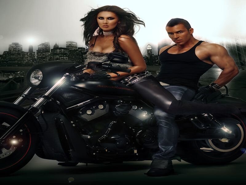 Man and Woman on Motorcycle