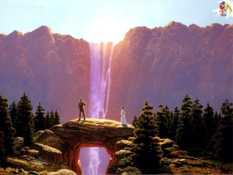 Man and Woman on Rock — Purple