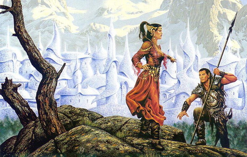 Man and Woman on Rocks — Red