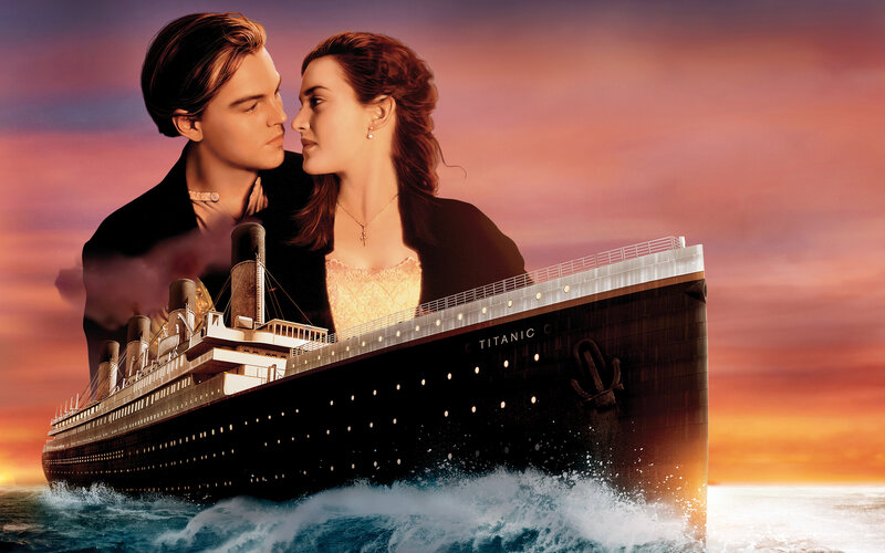 Man and Woman on Ship — Orange, Dramatic, Sunset