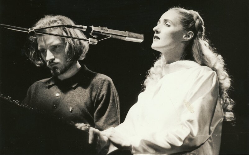 Man and Woman Performing — Black, Dramatic