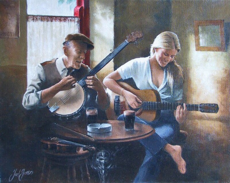 Man and Woman Playing Music — Brown
