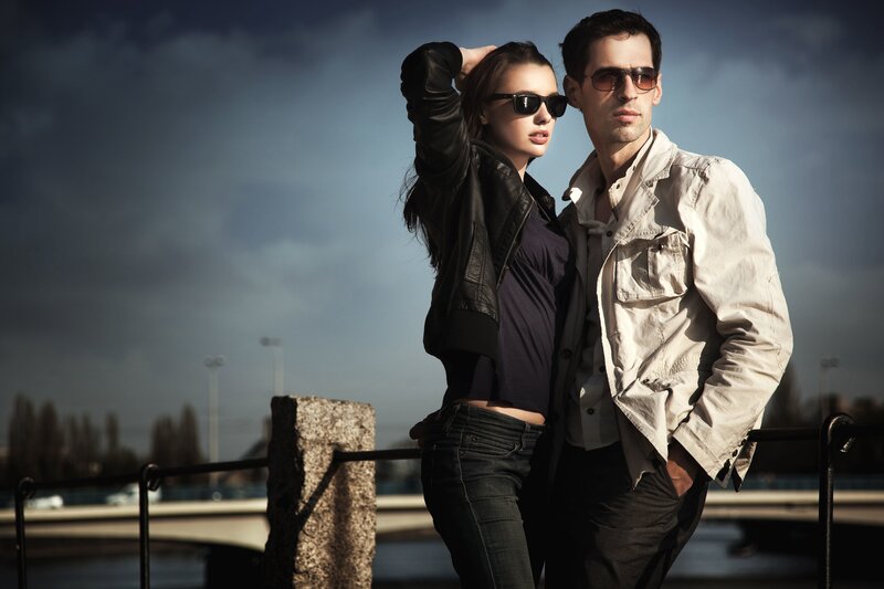 Man and Woman Posing — Blue
