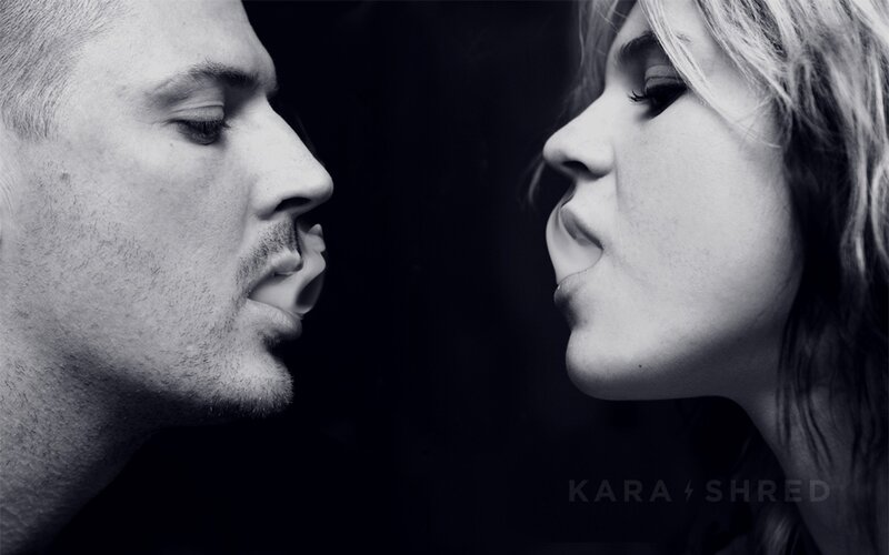 man and woman profile portrait