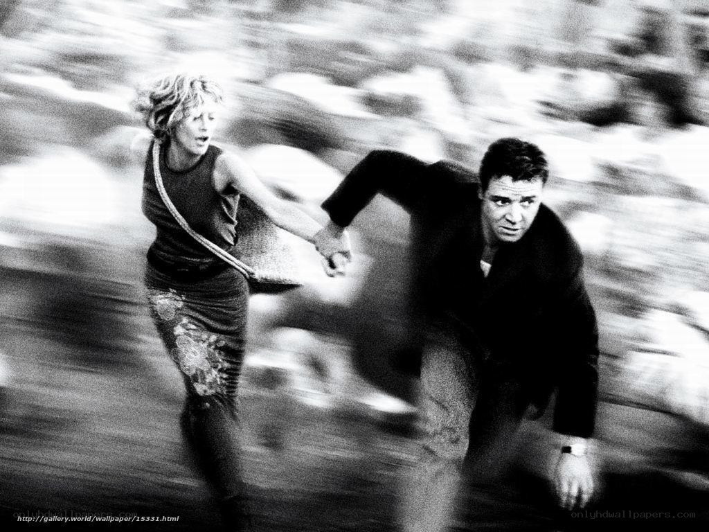 man and woman running