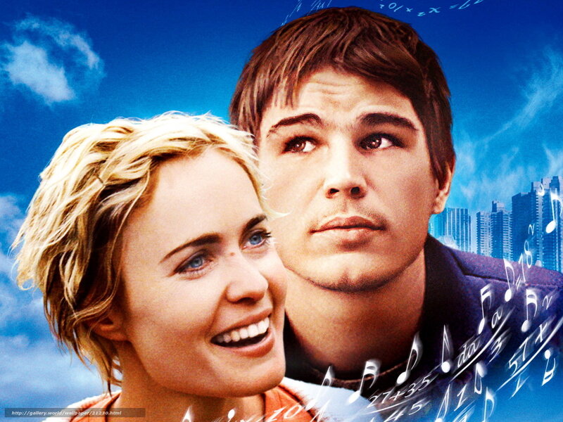 Man and Woman Smiling — Blue