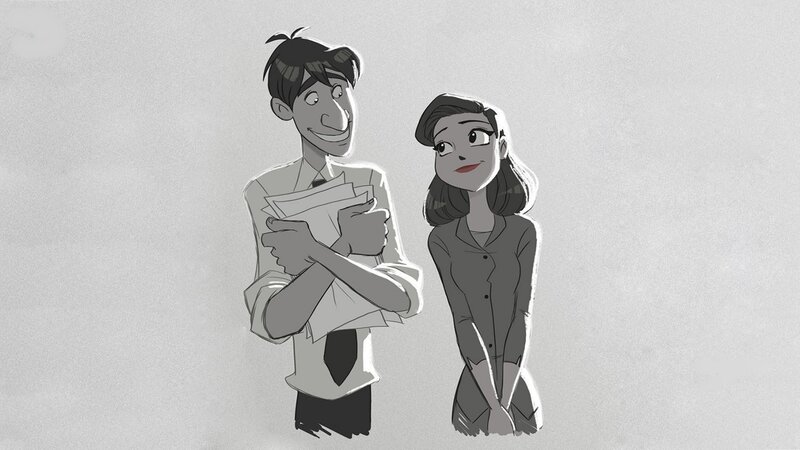 Man and Woman Standing — Gray, Neutral