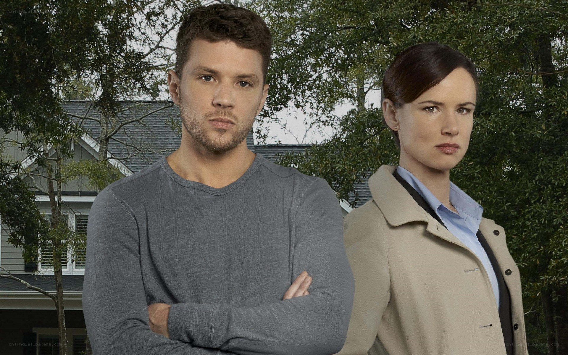 man and woman standing outside
