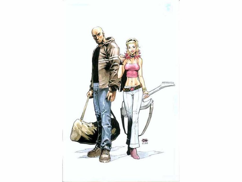 Man and Woman Standing — White