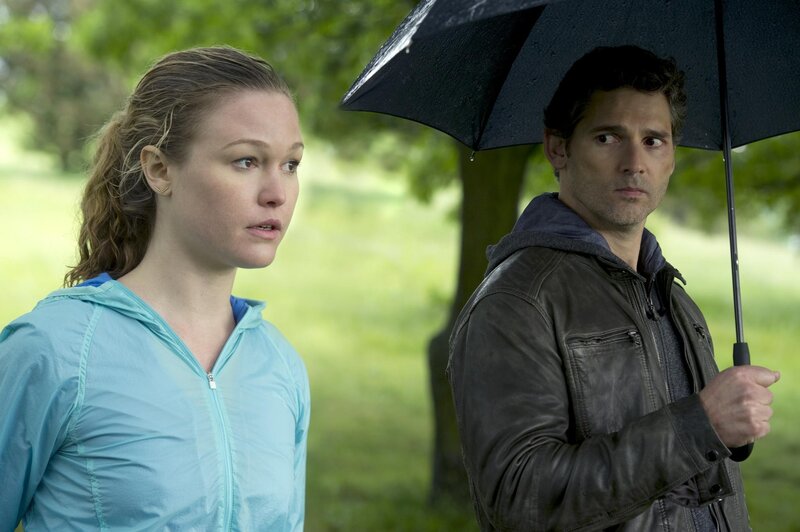 Man and woman under umbrella