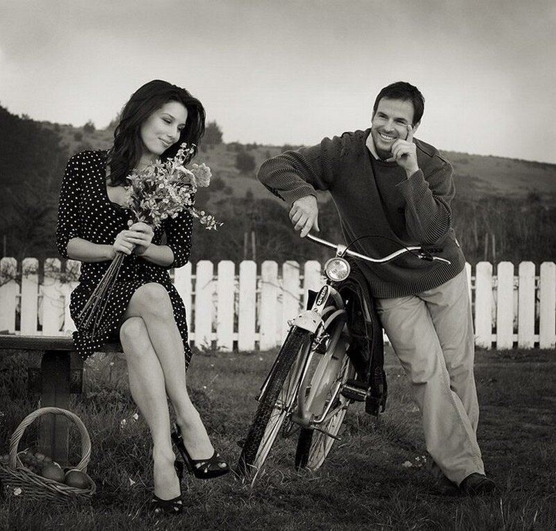 Man and Woman with Bicycle