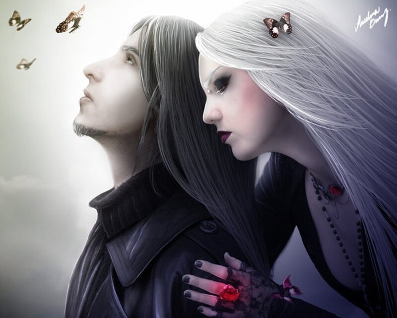 Man and Woman with Butterflies