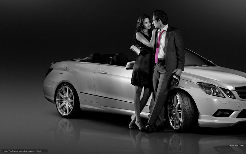 Man and Woman with Car — Black, Dramatic, Photograph