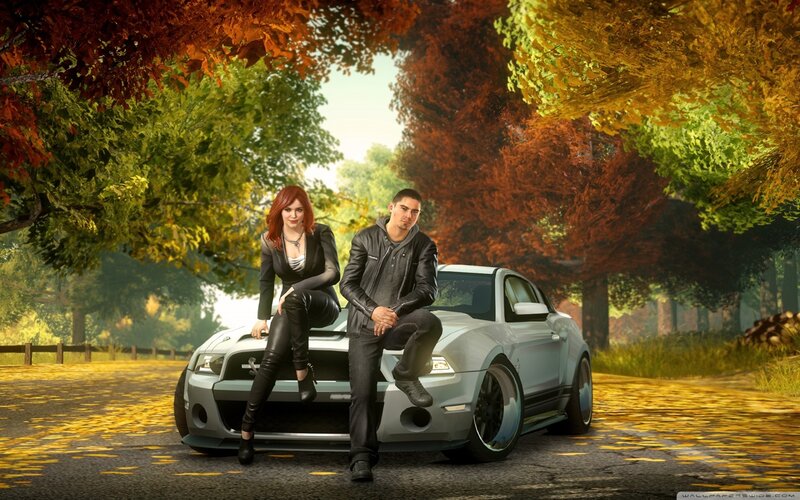Man and Woman with Car — Green