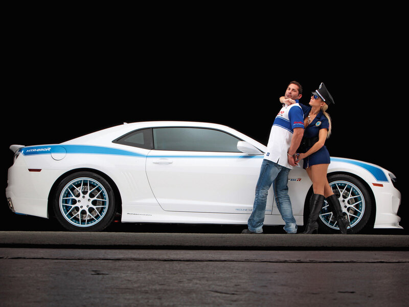 Man and Woman with Car — White