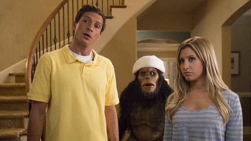 Man and woman with chimpanzee