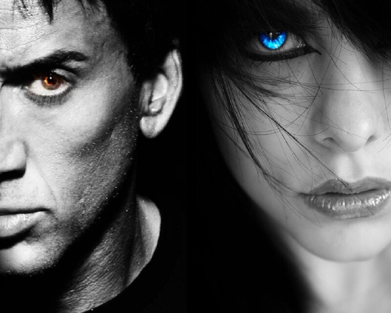 man and woman with glowing eyes