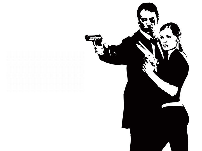 man and woman with guns