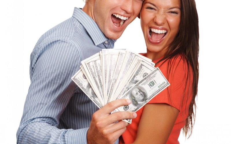 Man and Woman with Money — White