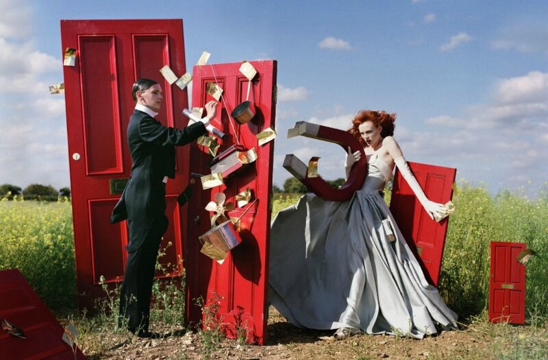 Man and Woman with Red Doors
