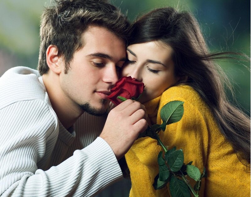 Man and Woman with Rose — Red