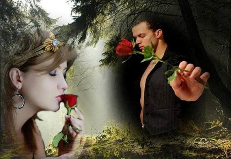 Man and Woman with Roses