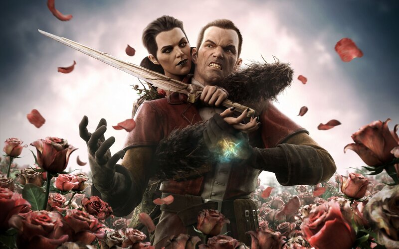Man and Woman with Sword — Red