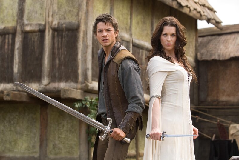 Man and woman with swords