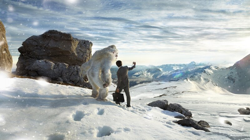 Man and Yeti in Snow