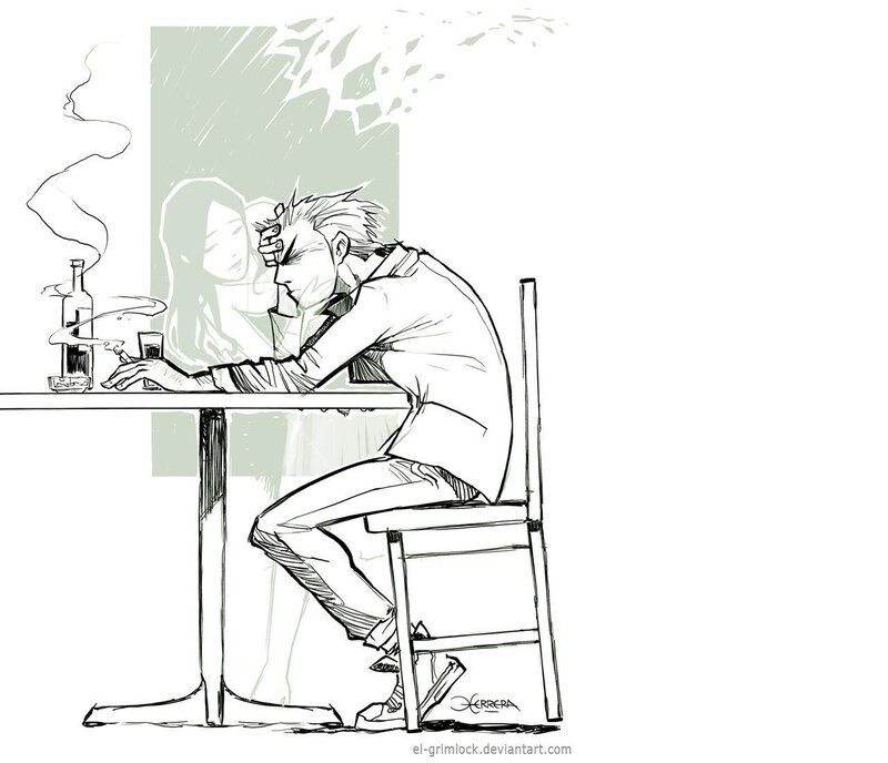 man at a bar with smoke