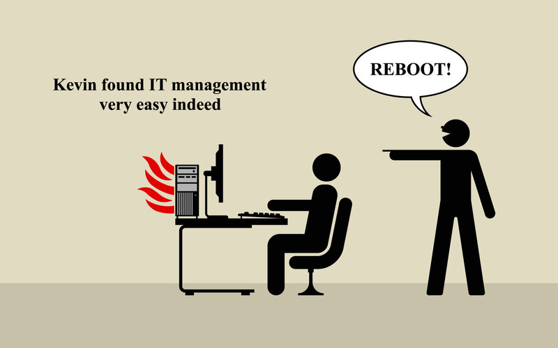 Man at Computer Desk — Beige
