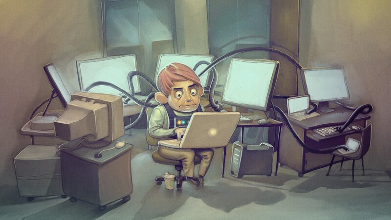 Man at Computer Station