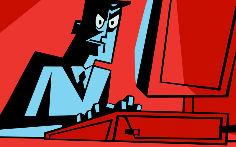man at computer workstation