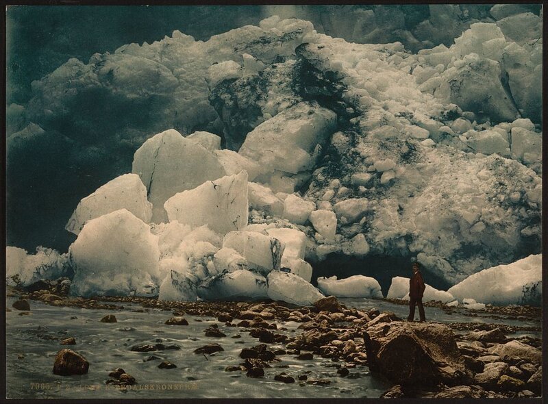 Man at glacier edge