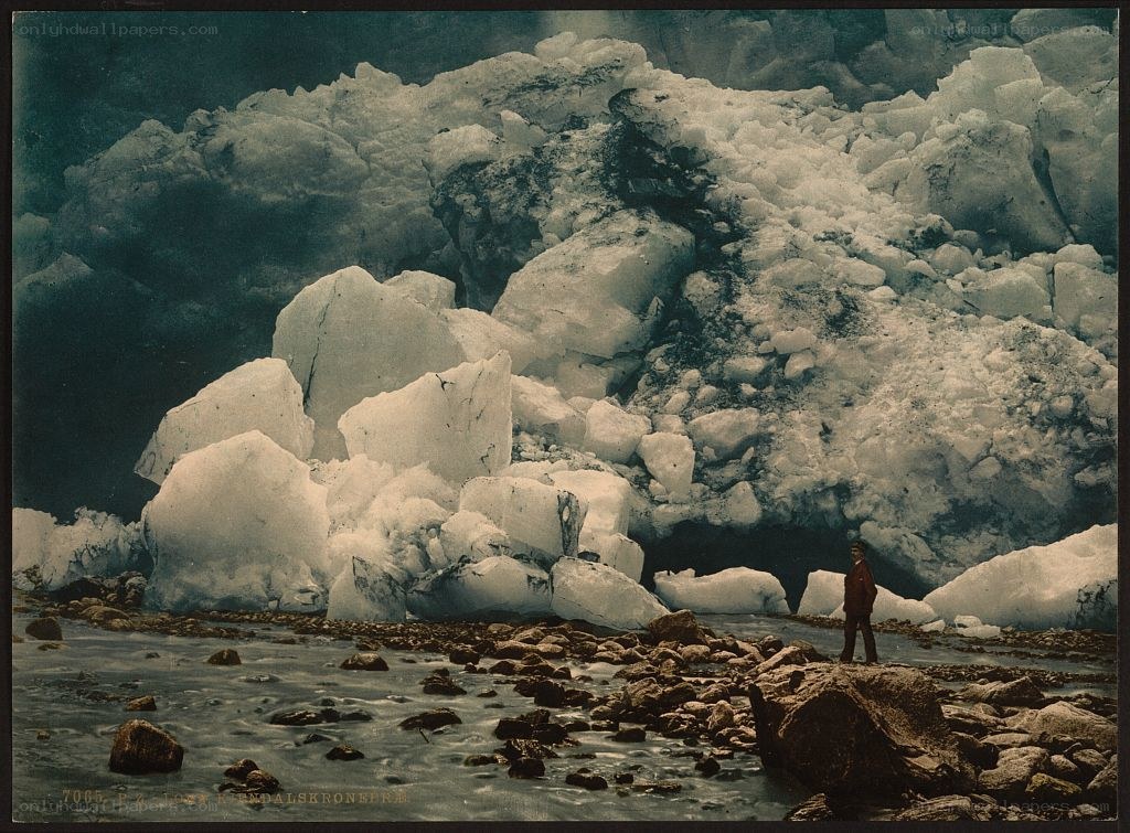 Man at glacier edge