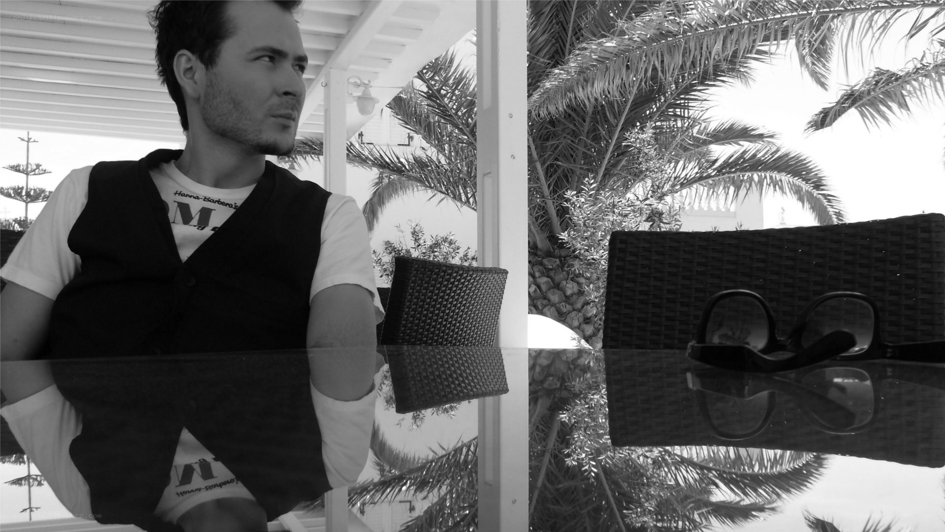 Man at outdoor table