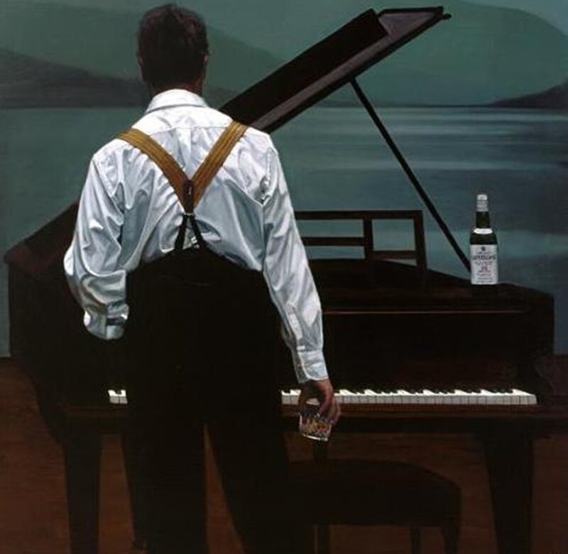 Man at Piano — White