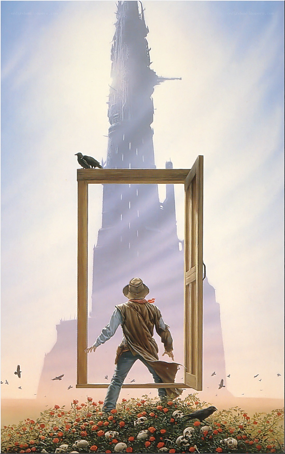 Man at the doorway to a tower