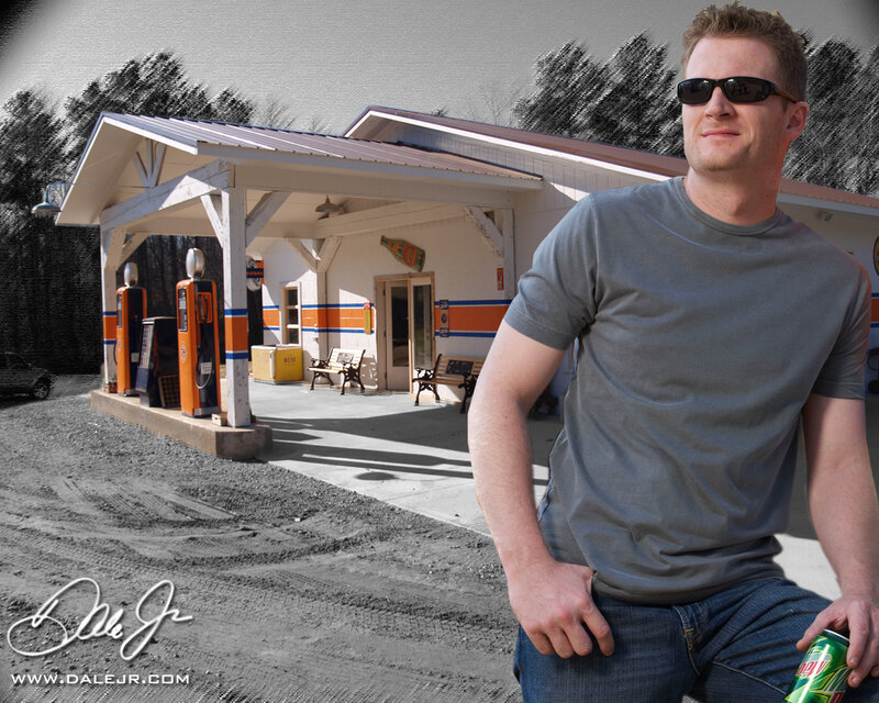 Man at vintage gas station