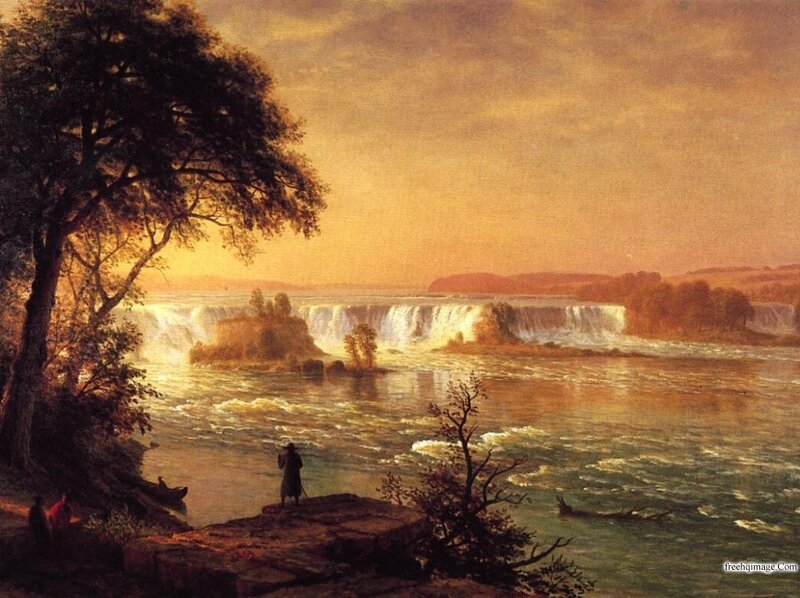Man at Waterfall — Orange