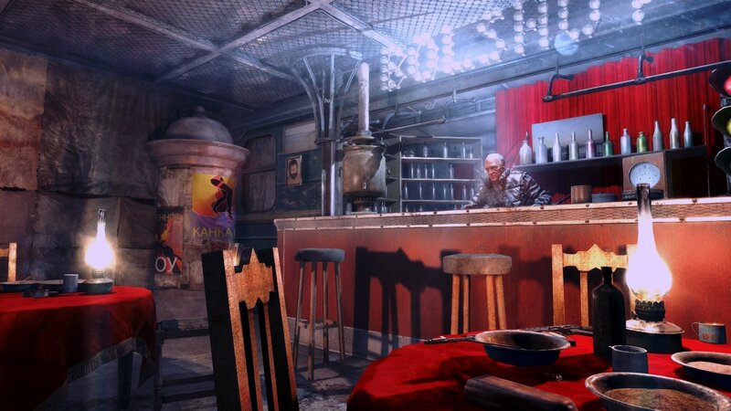 Man Behind Bar Counter — Red