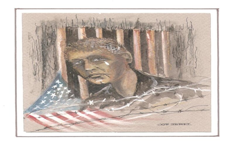 Man Behind Barbed Wire — Brown
