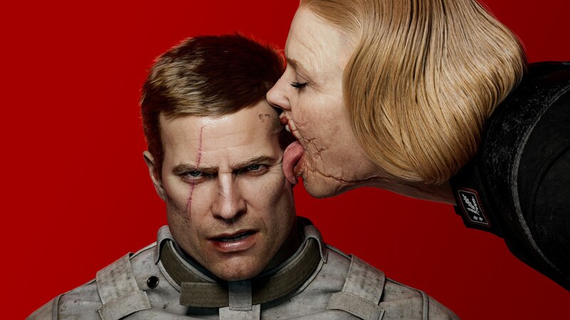 Man Being Kissed by Woman
