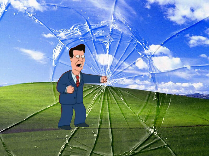 Man breaking glass wall