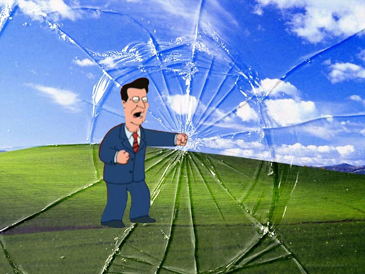 Man breaking glass wall