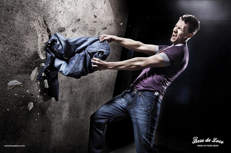 Man breaking through wall