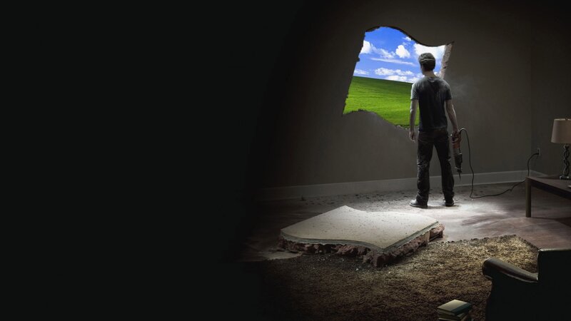 Man Breaking Wall — Green, Dramatic, Afternoon