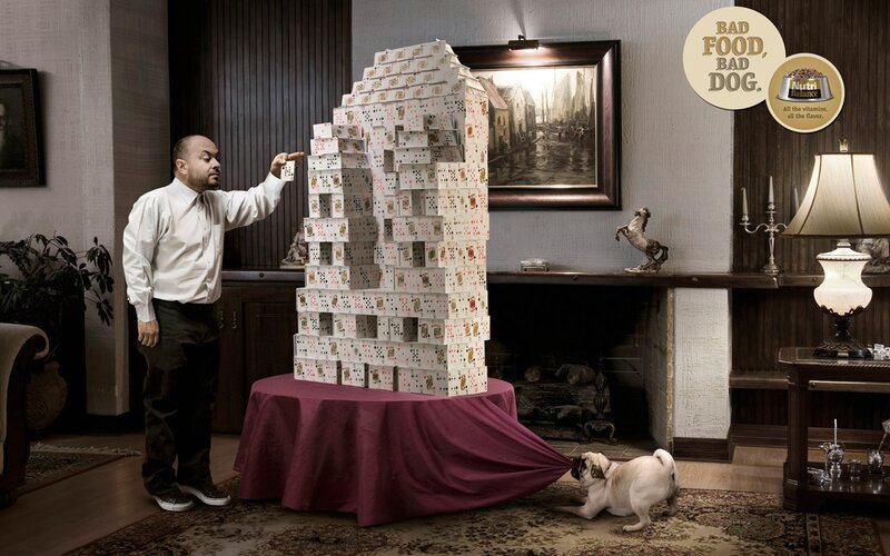 Man Building Card House