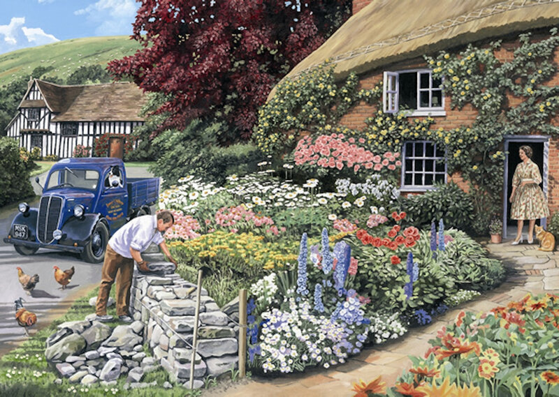 Man Building Stone Wall — Green